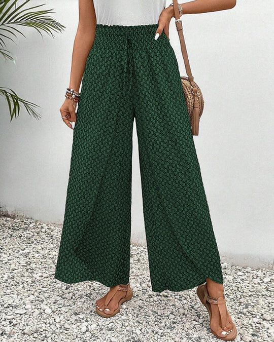Pantalon large à cordon élastiqué à imprimé géométrique