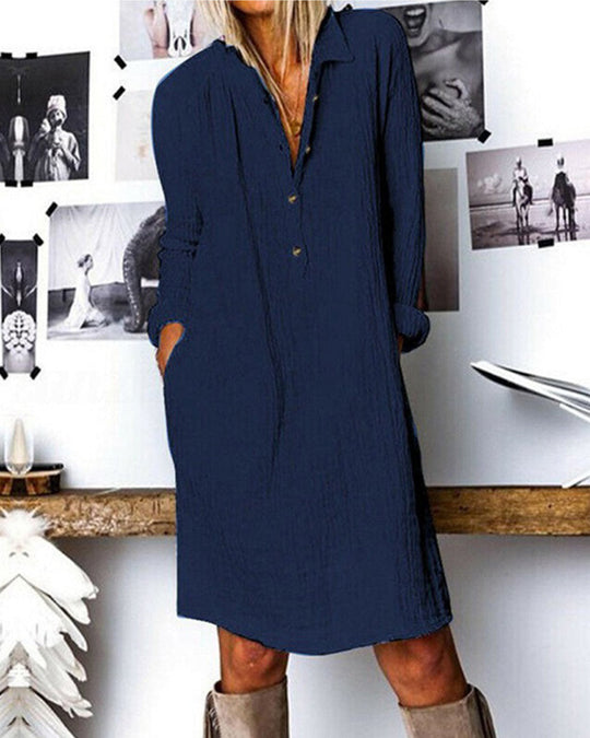 Robe de couleur unie à manches longues