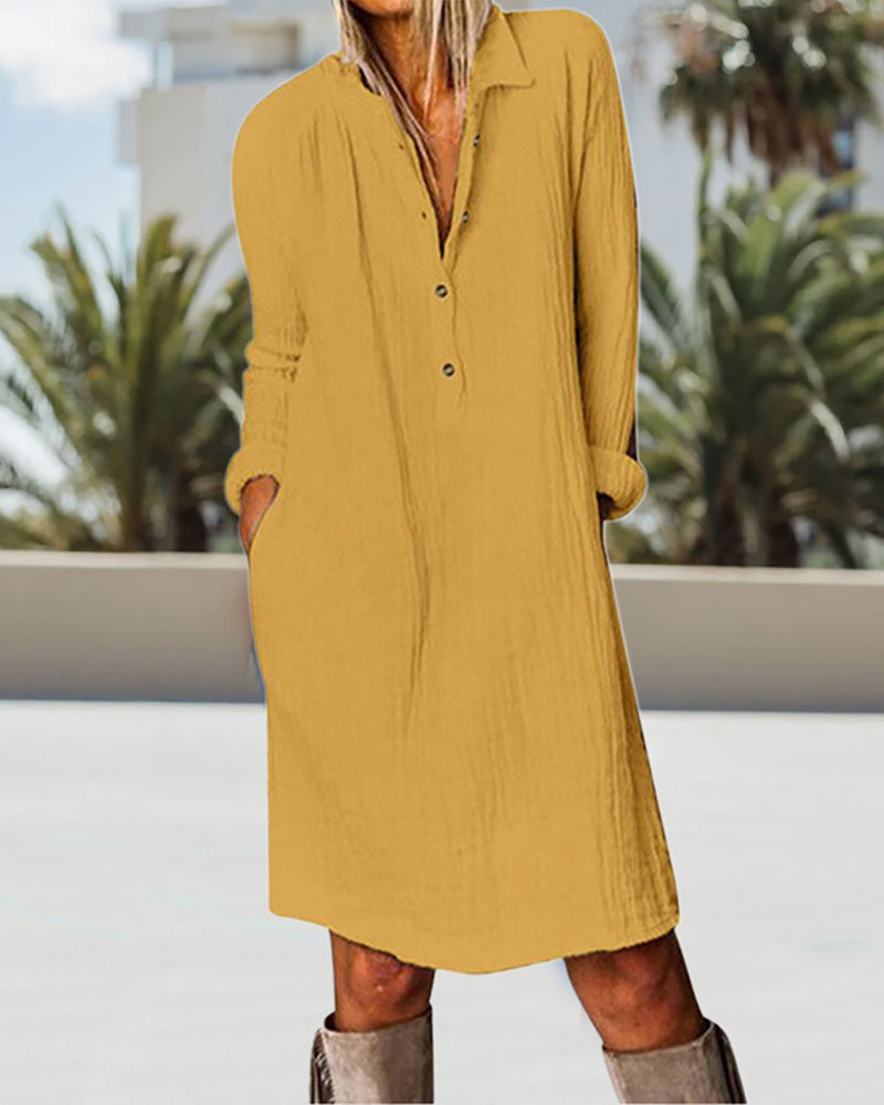 Robe de couleur unie à manches longues