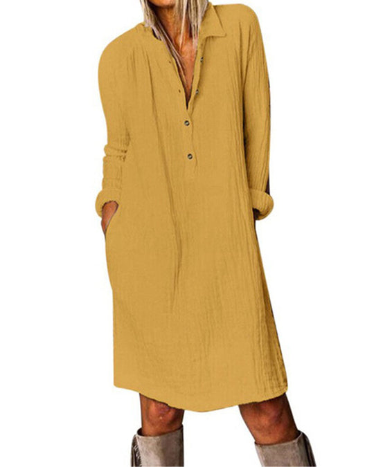 Robe de couleur unie à manches longues