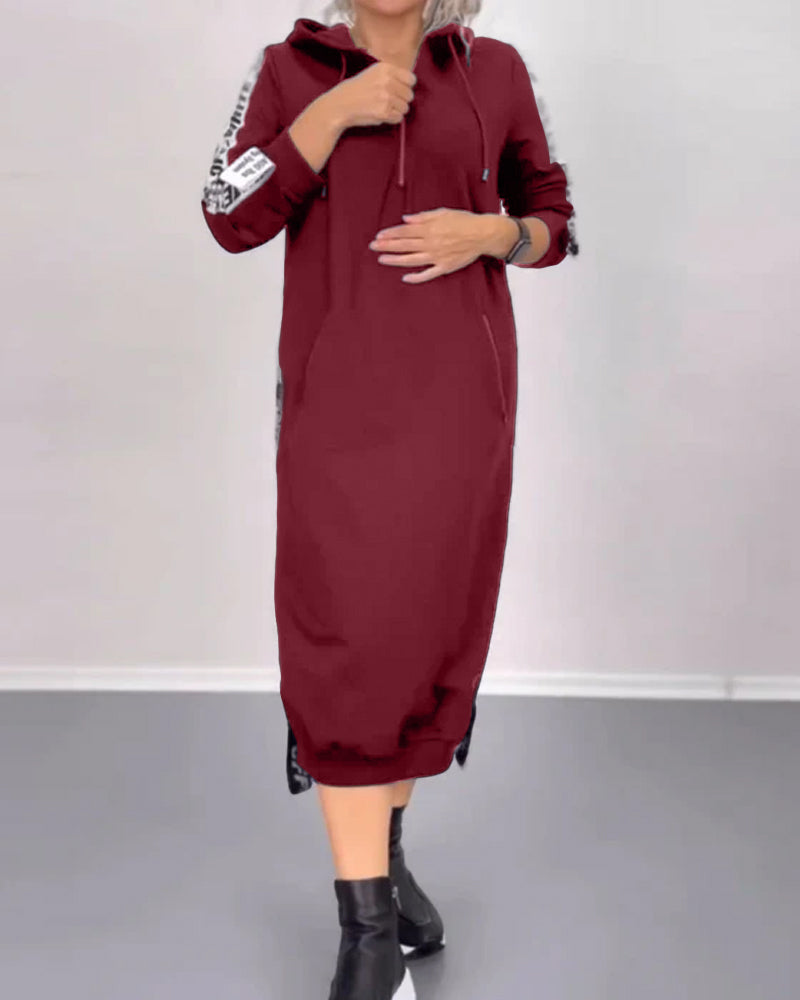 Robe décontractée à capuche zippée