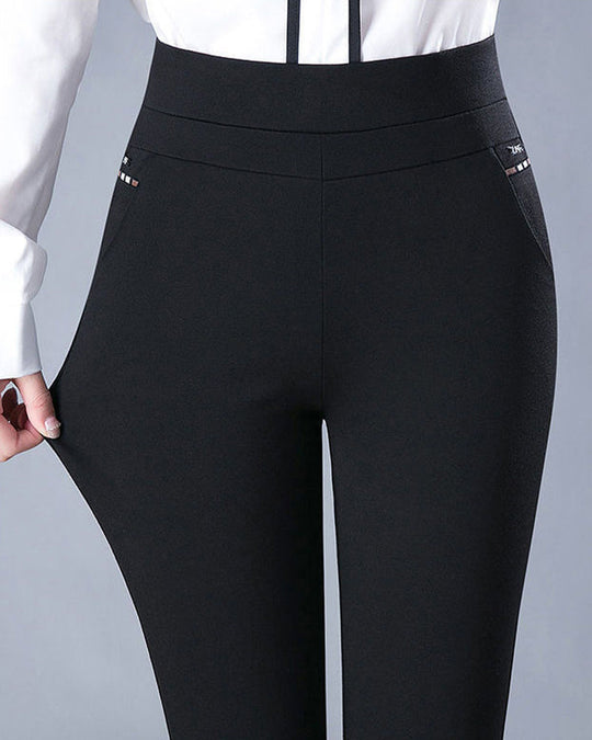 Pantalon taille haute décontracté avec poches