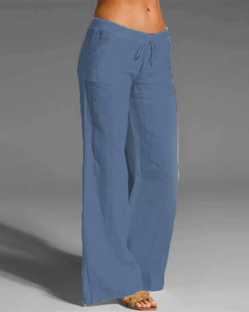 Pantalon uni jambes larges