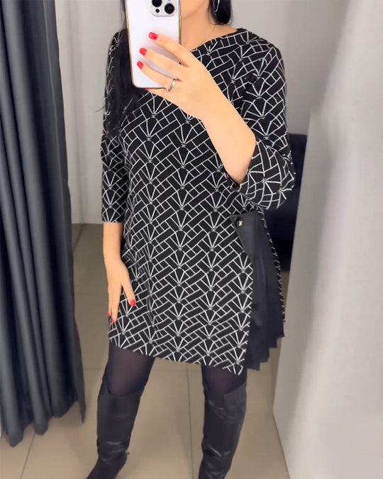 Robe imprimée ligne col rond