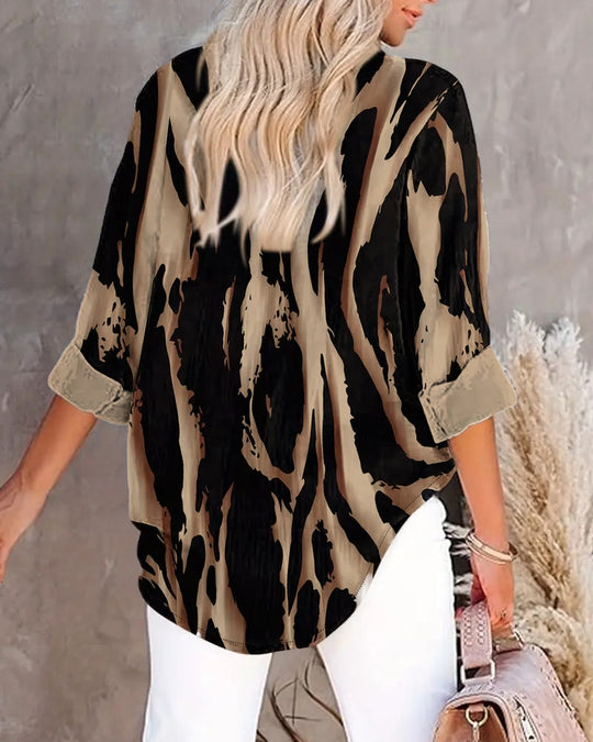 Blouse Col Montant Imprimé Irrégulier