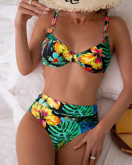 Bikini Sexy Imprimé Soutien-Gorge Push-Up Triangle