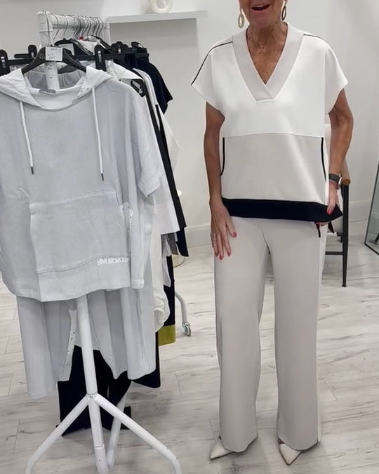 Ensemble Décolleté En V Assorti Fendu Décontracté