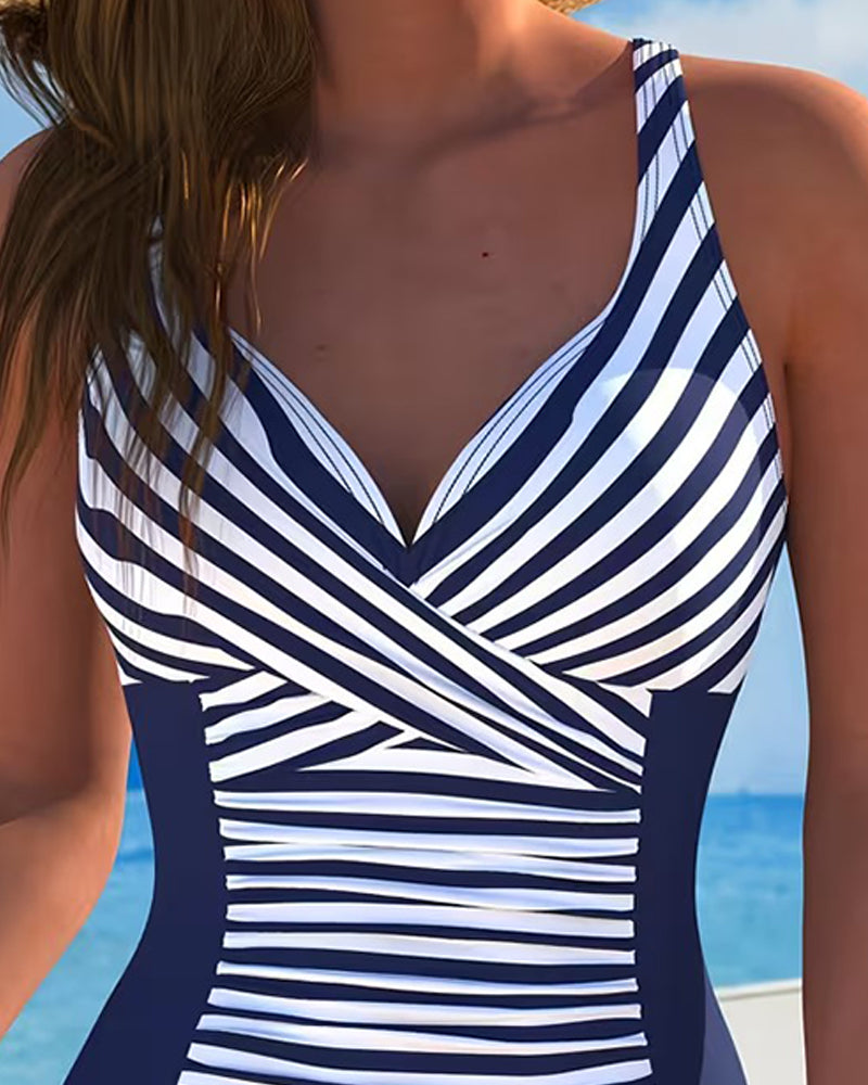 Maillot De Bain Une Pièce Rayé Color-Block