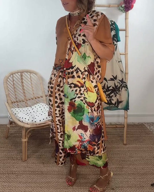 Ensemble deux pièces à imprimé contrasté mode rétro