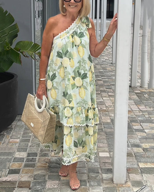 Robe asymétrique à imprimé floral