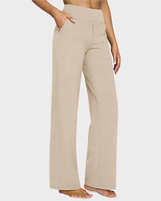 Pantalon Femme Taille Haute Extensible Décontracté Yoga Jambe Large