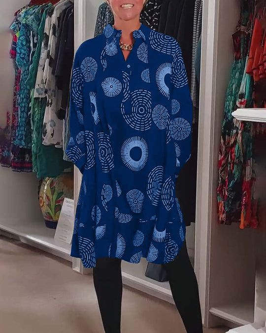 Robe décontractée à revers à imprimé géométrique