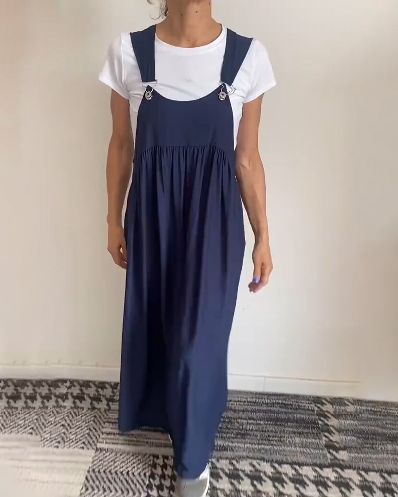 Robe décontractée couleur unie à bretelles