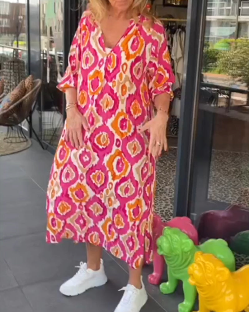 Robe à imprimé mode avec demi-manche