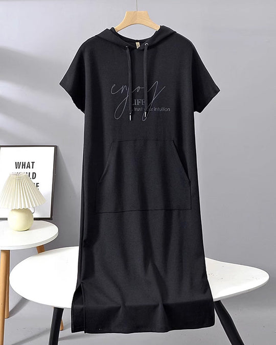 Robe À Capuche Décontractée Cordon