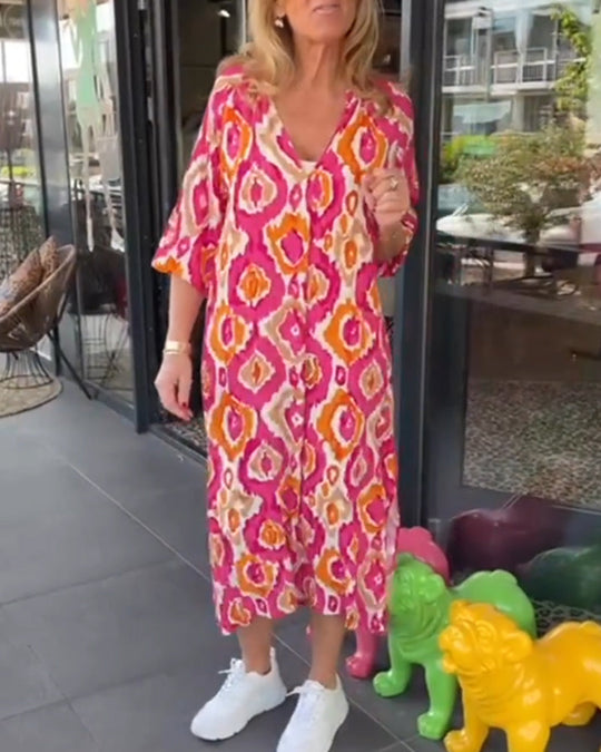 Robe à imprimé mode avec demi-manche