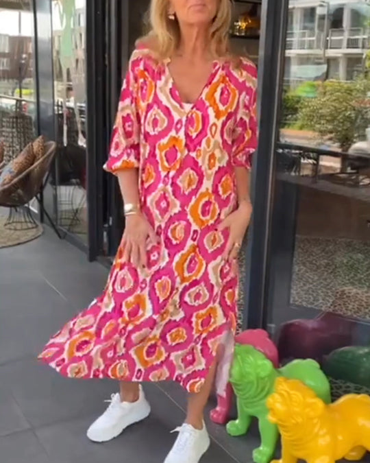 Robe à imprimé mode avec demi-manche