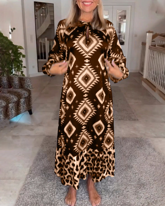 Robe à imprimé géométrique à manches longues