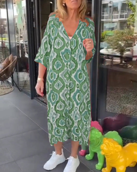Robe à imprimé mode avec demi-manche