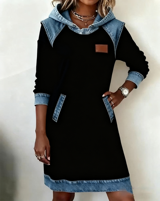 Robe À Capuche Avec Empiècements Contrastés