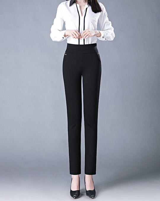 Pantalon taille haute décontracté avec poches