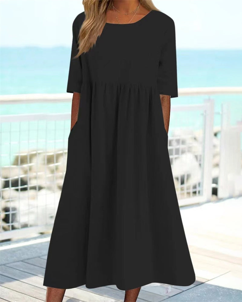 Robe unie en coton lin