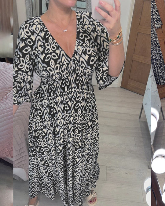 Robe longue imprimée rouge