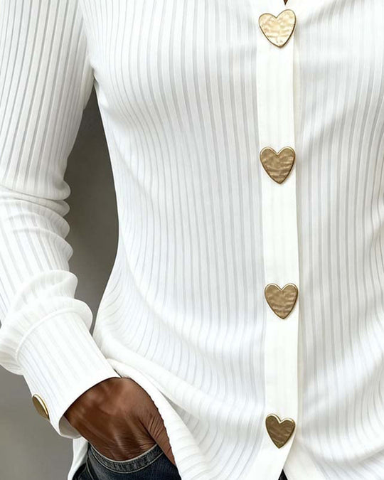 Chemise Boutonnage En Forme De Cœur Col