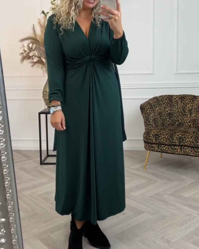 Robe sexy unie avec manches longues