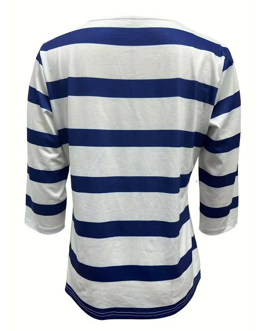 Blouse Manches Longues Polyvalente Rayée