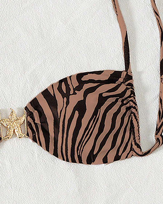 Bikini Imprimé Zèbre Sexy Lacé