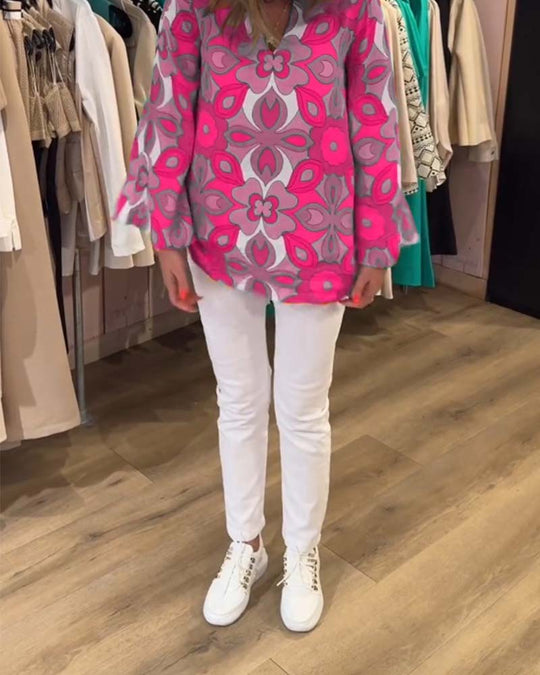 Blouse imprimée ample et polyvalente