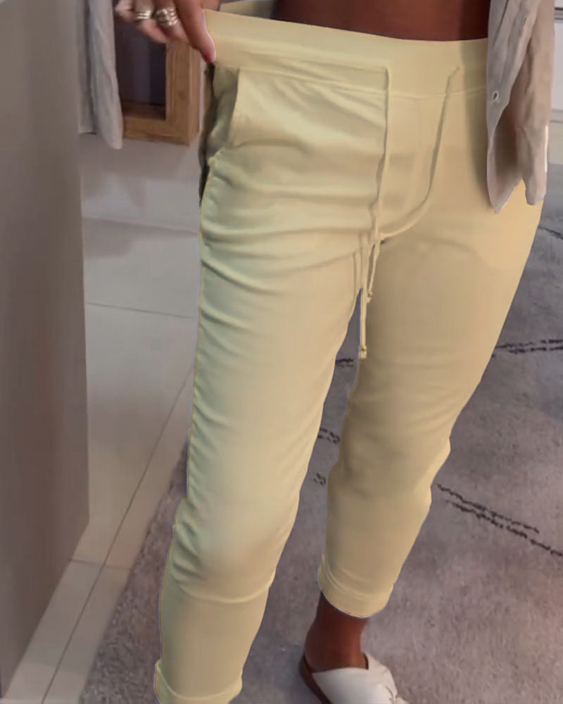 Pantalon Fuselé Décontracté Avec Cordon