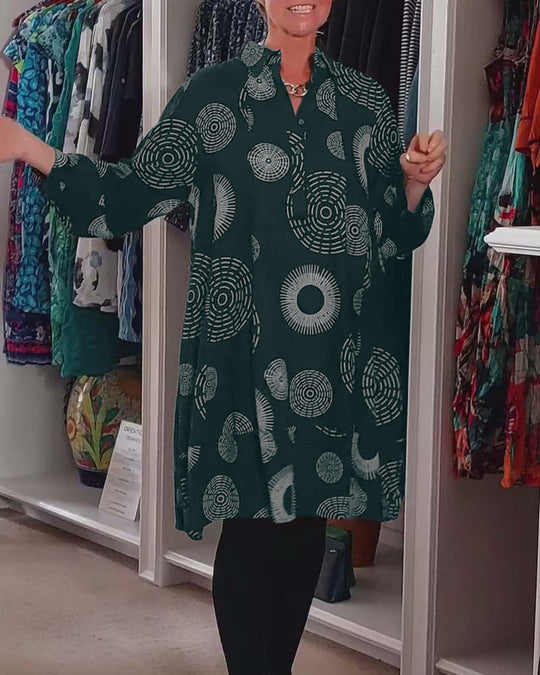 Robe décontractée à revers à imprimé géométrique