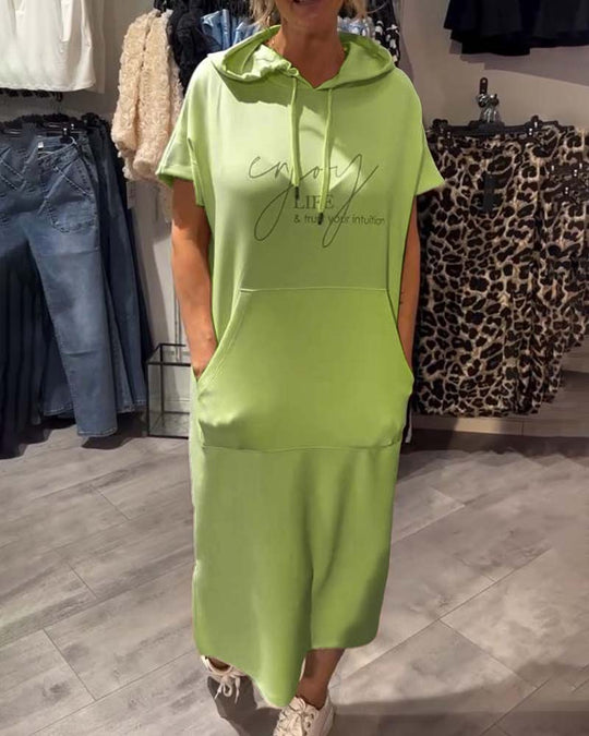Robe À Capuche Décontractée Cordon