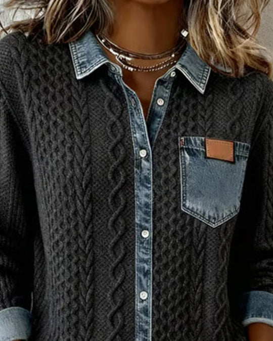 Chemise Manches Longues À Patchwork Jean