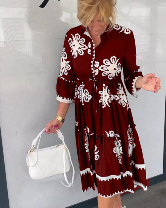 Robe à imprimé floral et manches 3/4