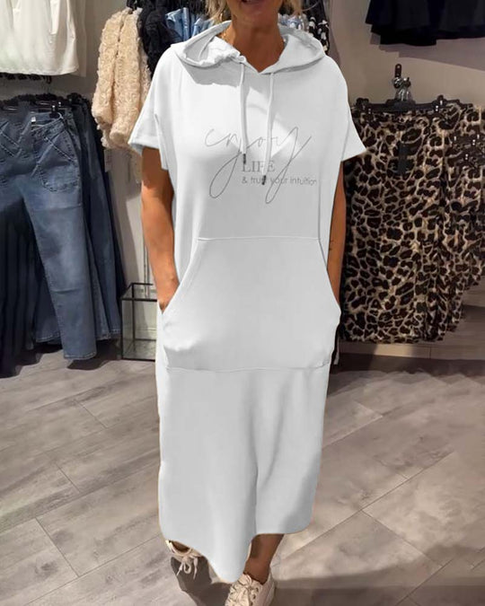 Robe À Capuche Décontractée Cordon