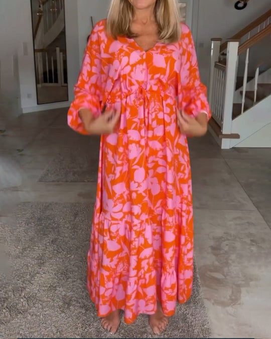 Robe à manches longues et imprimé floral