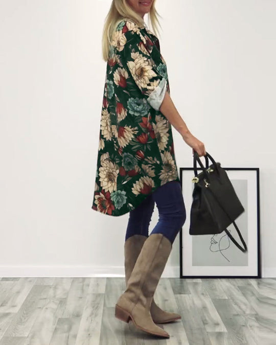 Chemise patchwork imprimé léopard à revers