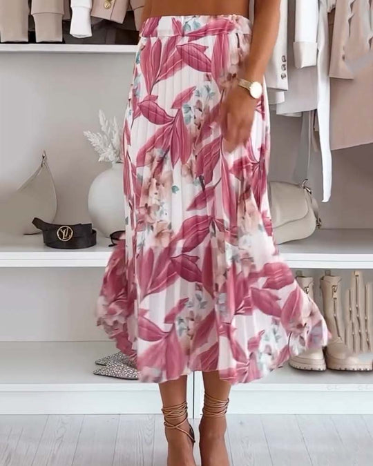 Jupe Plissée Accordéon Fleurie