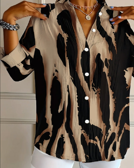 Blouse Col Montant Imprimé Irrégulier