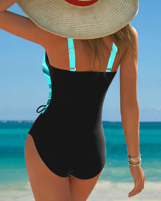 Maillot de Bain Monopièce Cordelette de Couleur Contrastée