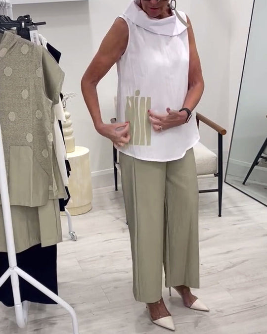 Costume Sans Manches Large Col Tendance