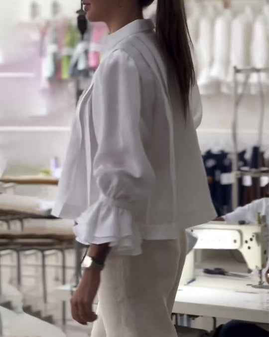 Chemise Manche Bouffante Volant