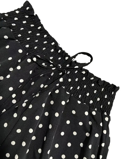 Pantalon Imprimé Pois Long