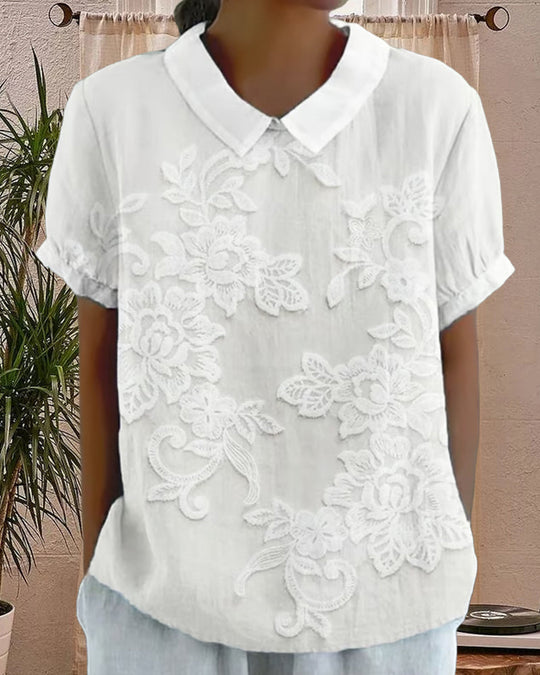 Blouse Avec Col Imprimé Uni