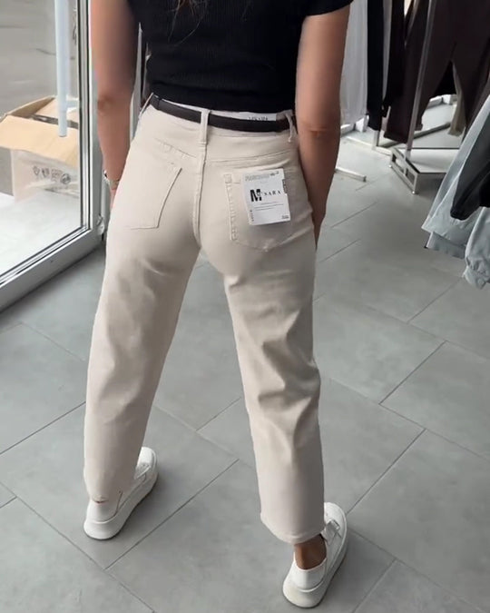 Pantalon Taille Haute Décontracté Jambe Droite