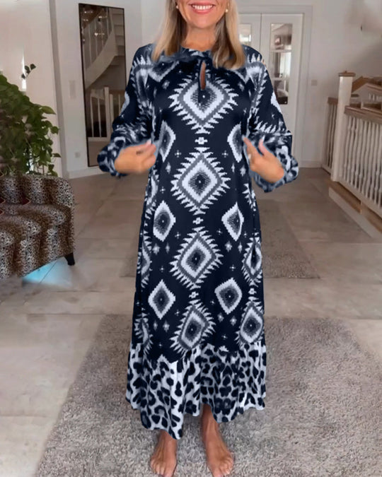 Robe à imprimé géométrique à manches longues