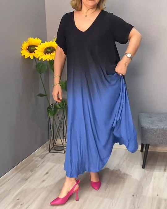 Robe dégradée plissée décontractée